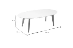 Miliboo Table Basse-Table basse ovale scandinave blanc et bois clair chêne L120 cm EKKA