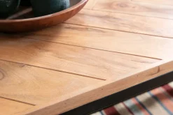 Miliboo Table Basse-Table basse rectangulaire à motifs chevrons en bois massif et métal noir L120 cm STICK