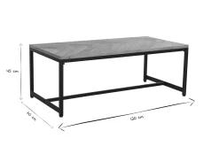 Miliboo Table Basse-Table basse rectangulaire à motifs chevrons en bois massif et métal noir L120 cm STICK