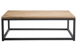 Miliboo Table Basse-Table basse rectangulaire bois clair manguier massif et métal noir L120 cm FACTORY