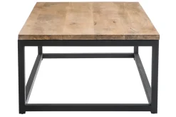 Miliboo Table Basse-Table basse rectangulaire bois clair manguier massif et métal noir L120 cm FACTORY