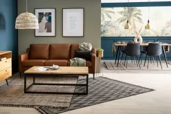 Miliboo Table Basse-Table basse rectangulaire bois clair manguier massif et métal noir L120 cm FACTORY