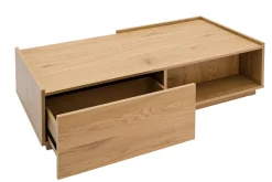 Miliboo Table Basse-Table basse rectangulaire avec rangements 2 tiroirs finition bois clair chêne L120 cm MADERO