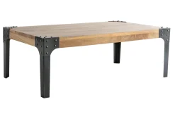 Miliboo Table Basse-Table basse rectangulaire industrielle bois manguier massif et métal noir L100 cm MADISON