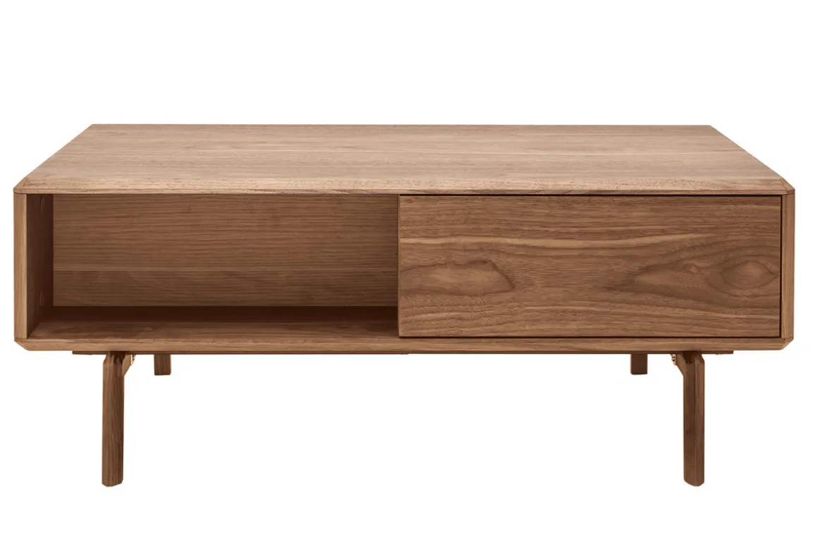 Miliboo Table Basse-Table basse rectangulaire avec rangements bois foncé noyer L100 cm SUVA