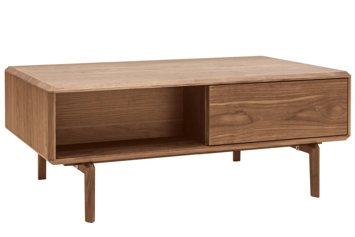 Miliboo Table Basse-Table basse rectangulaire avec rangements bois foncé noyer L100 cm SUVA