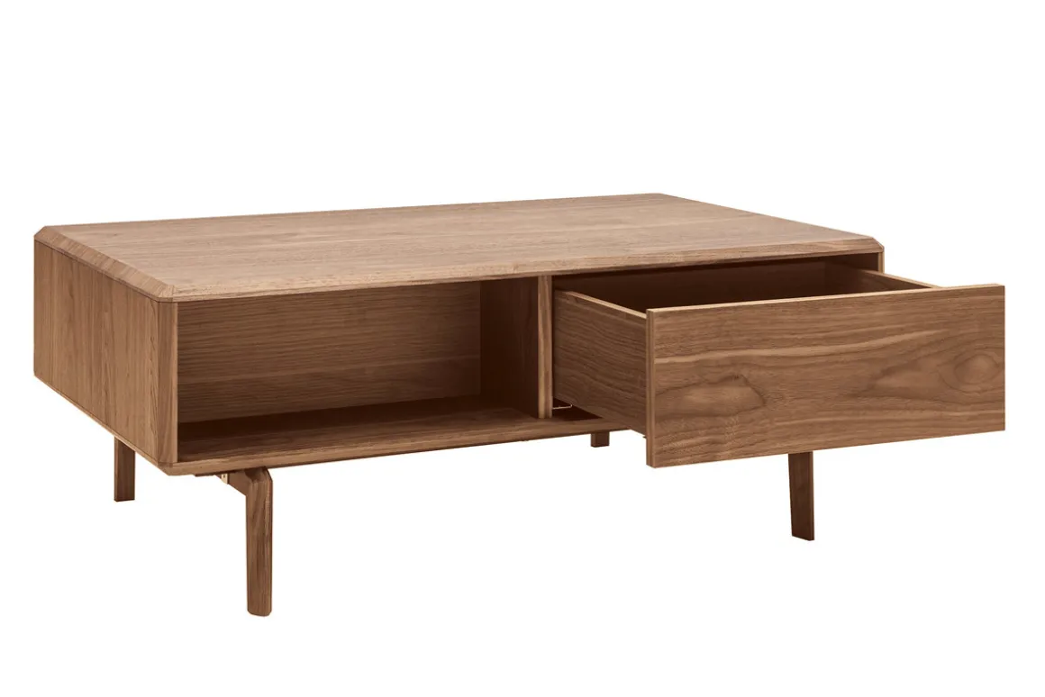 Miliboo Table Basse-Table basse rectangulaire avec rangements bois foncé noyer L100 cm SUVA