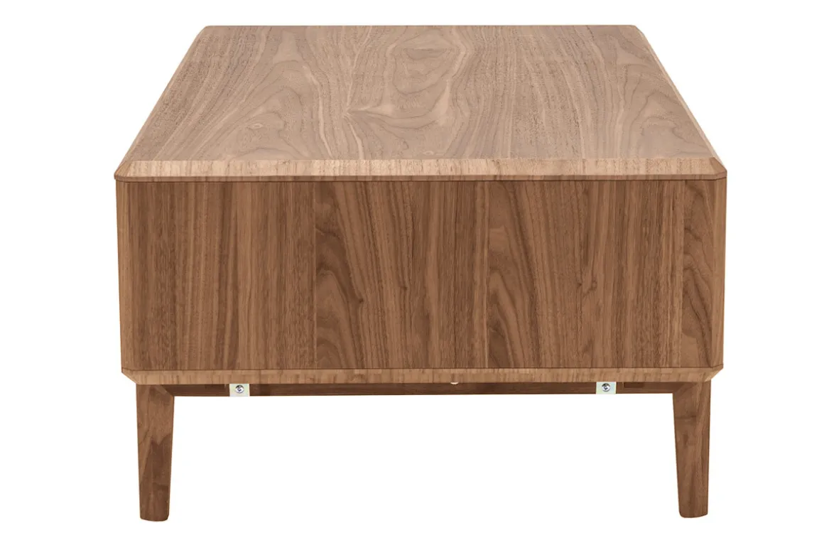 Miliboo Table Basse-Table basse rectangulaire avec rangements bois foncé noyer L100 cm SUVA