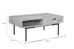 Miliboo Table Basse-Table basse rectangulaire avec rangements 2 tiroirs en bois manguier massif et métal noir L100 cm JUDE