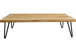 Miliboo Table Basse-Table basse rectangulaire bois manguier massif et métal noir L117 cm VIBES