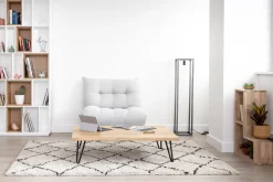 Miliboo Table Basse-Table basse rectangulaire bois manguier massif et métal noir L117 cm VIBES