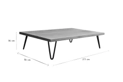 Miliboo Table Basse-Table basse rectangulaire bois manguier massif et métal noir L117 cm VIBES