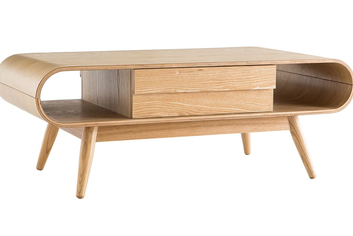 Miliboo Table Basse-Table basse rectangulaire avec rangements scandinave bois clair L120 cm BALTIK