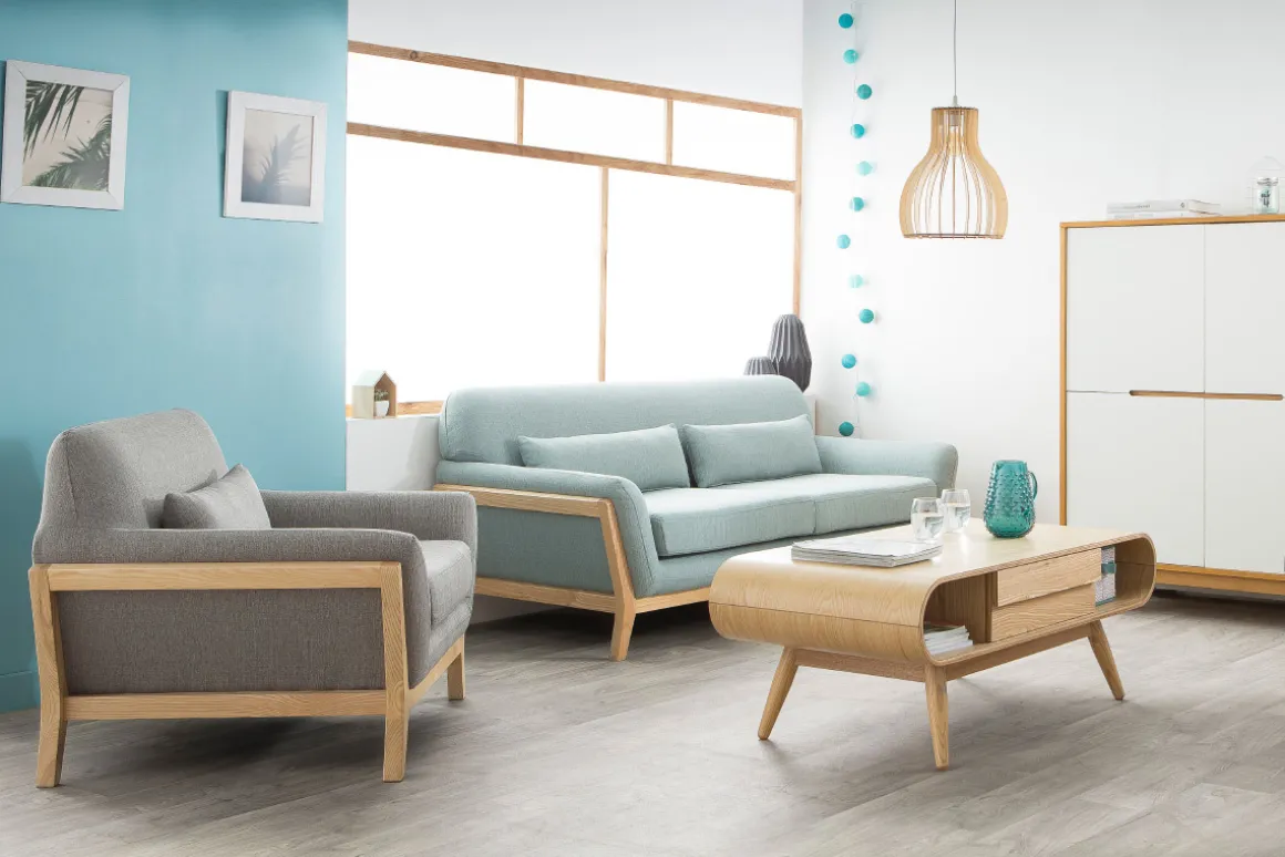 Miliboo Table Basse-Table basse rectangulaire avec rangements scandinave bois clair L120 cm BALTIK