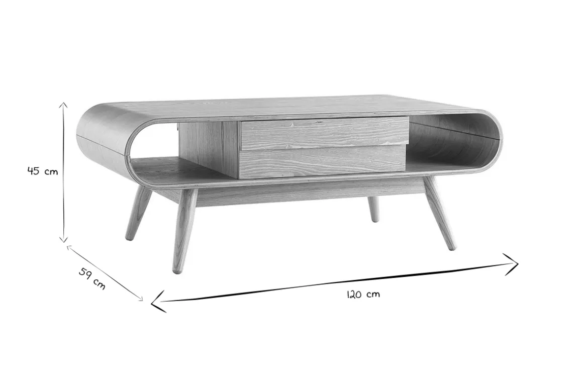 Miliboo Table Basse-Table basse rectangulaire avec rangements scandinave bois clair L120 cm BALTIK