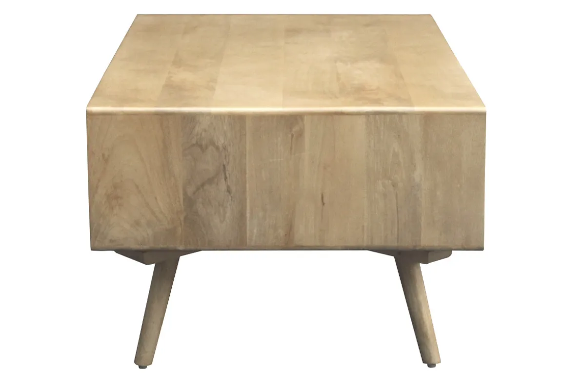 Miliboo Table Basse-Table basse rectangulaire avec rangements en bois manguier massif et cannage rotin L100 cm ACANGE
