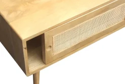 Miliboo Table Basse-Table basse rectangulaire avec rangements en bois manguier massif et cannage rotin L100 cm ACANGE