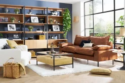 Miliboo Table Basse-Table basse rectangulaire avec rangements en bois manguier massif, verre et métal noir L100 cm SITA