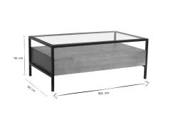 Miliboo Table Basse-Table basse rectangulaire avec rangements en bois manguier massif, verre et métal noir L100 cm SITA