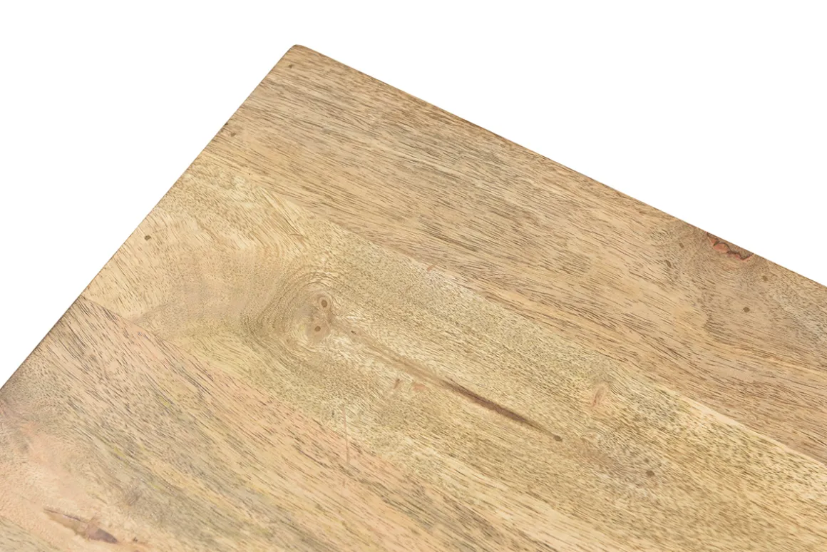 Miliboo Table Basse-Table basse rectangulaire avec rangements bois manguier massif gravé et détails dorés L100 cm ZAIKA