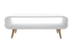 Miliboo Table Basse-Table basse rectangulaire scandinave blanc et bois clair L118 cm TAKLA