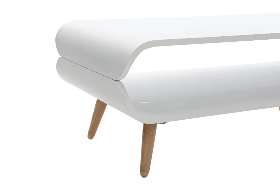 Miliboo Table Basse-Table basse rectangulaire scandinave blanc et bois clair L118 cm TAKLA