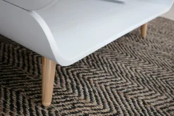 Miliboo Table Basse-Table basse rectangulaire scandinave blanc et bois clair L118 cm TAKLA