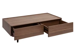 Miliboo Table Basse-Table basse rectangulaire avec rangements 2 tiroirs finition bois foncé noyer L120 cm SANAA