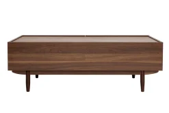 Miliboo Table Basse-Table basse rectangulaire avec rangements 2 tiroirs finition bois foncé noyer L120 cm SANAA