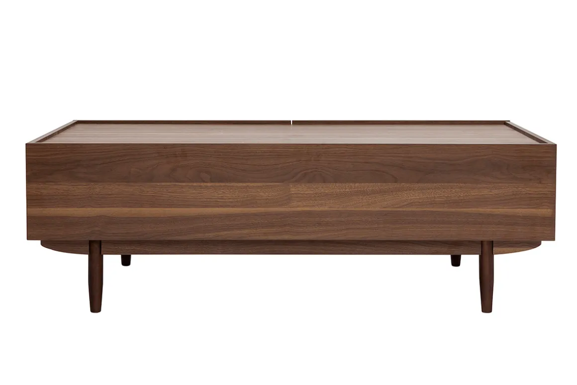 Miliboo Table Basse-Table basse rectangulaire avec rangements 2 tiroirs finition bois foncé noyer L120 cm SANAA