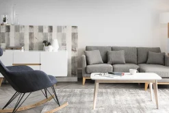 Miliboo Table Basse-Table basse rectangulaire scandinave blanc et bois clair massif L105 cm LEENA