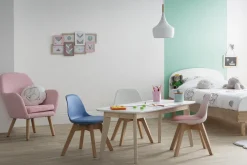 Miliboo Table Basse-Table basse rectangulaire scandinave blanc et bois clair massif L105 cm LEENA