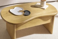 Miliboo Table Basse-Table basse relevable design haricot avec rangement en bois manguier massif L95 cm KOKOA