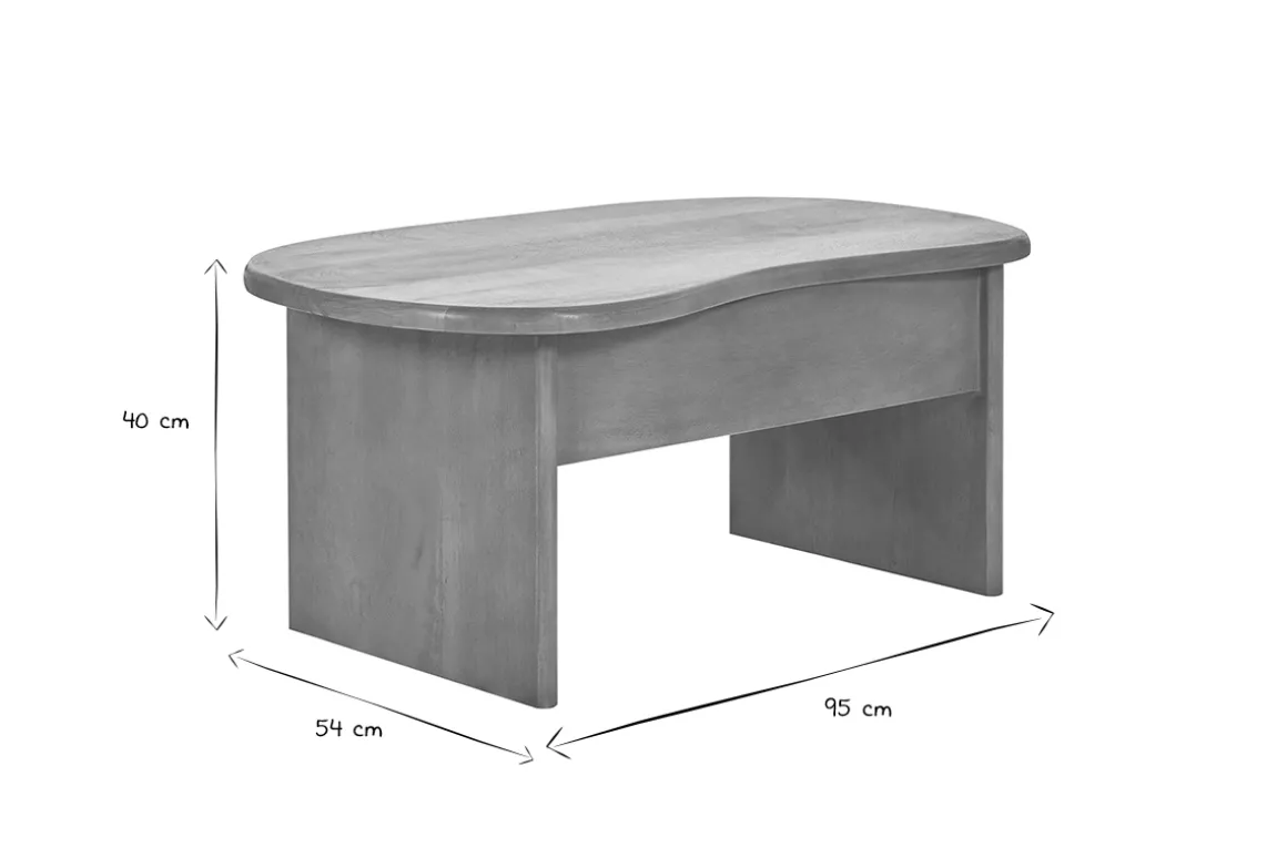 Miliboo Table Basse-Table basse relevable design haricot avec rangement en bois manguier massif L95 cm KOKOA