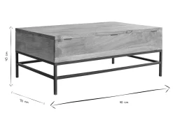 Miliboo Table Basse-Table basse relevable industrielle bois manguier massif et métal noir L110 cm YPSTER