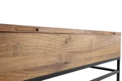 Miliboo Table Basse-Table basse relevable industrielle bois manguier massif et métal noir L110 cm YPSTER