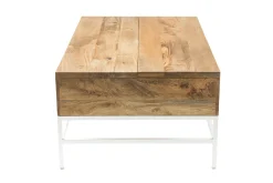 Miliboo Table Basse-Table basse relevable rectangulaire bois manguier massif et métal blanc L110 cm BOHO
