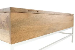 Miliboo Table Basse-Table basse relevable rectangulaire bois manguier massif et métal blanc L110 cm BOHO