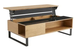 Miliboo Table Basse-Table basse relevable rectangulaire bois clair et métal noir L110 cm WYNN