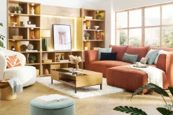 Miliboo Table Basse-Table basse relevable rectangulaire bois clair et métal noir L110 cm WYNN