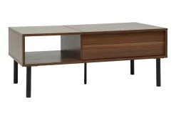 Miliboo Table Basse-Table basse relevable rectangulaire bois foncé finition noyer et métal noir L100 cm KANE