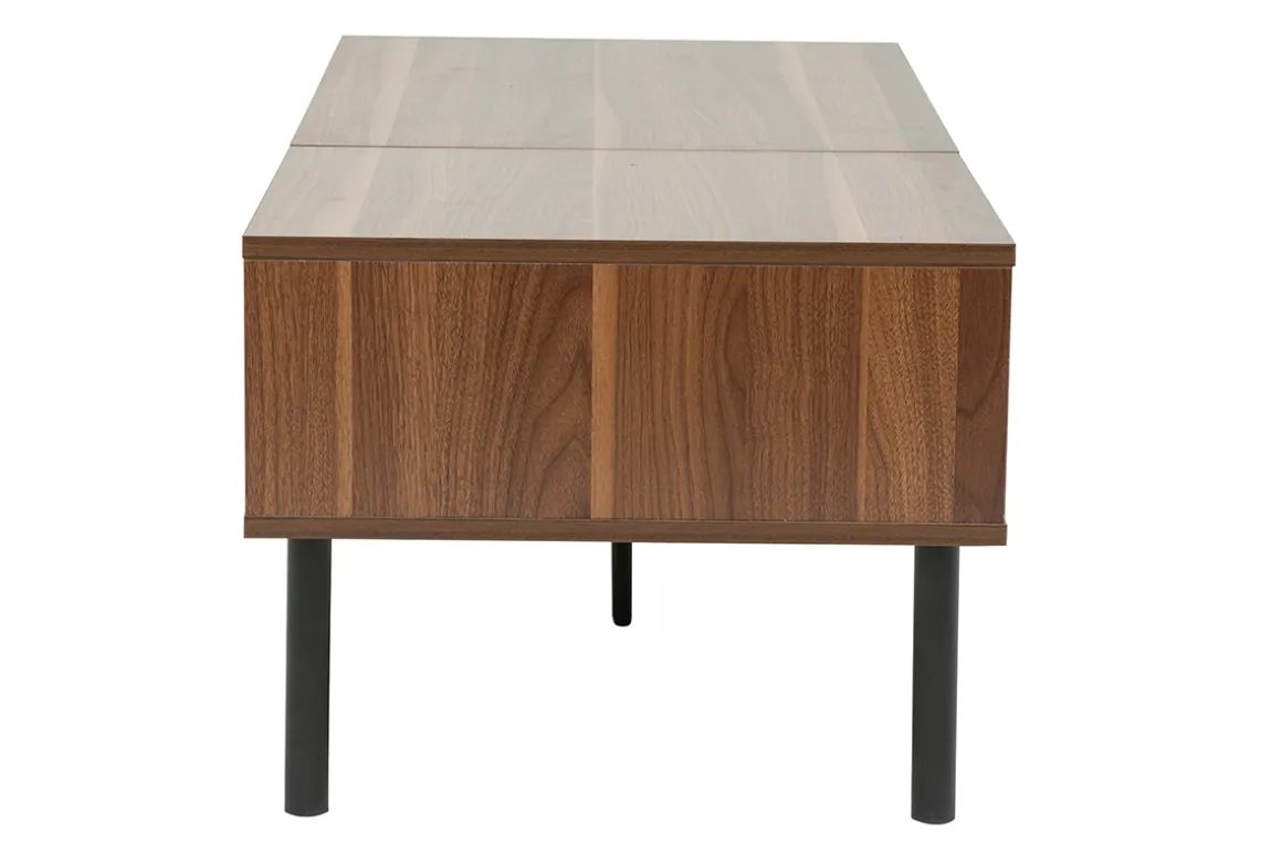 Miliboo Table Basse-Table basse relevable rectangulaire bois foncé finition noyer et métal noir L100 cm KANE