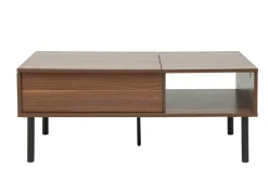 Miliboo Table Basse-Table basse relevable rectangulaire bois foncé finition noyer et métal noir L100 cm KANE