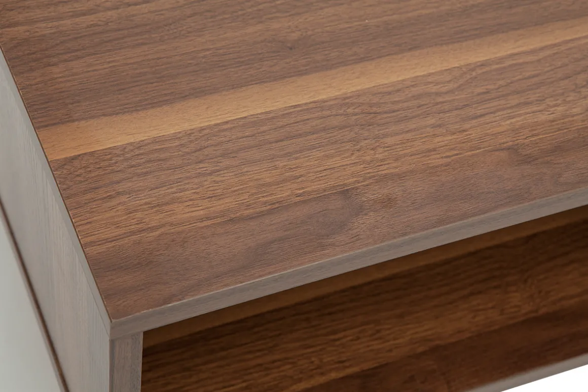 Miliboo Table Basse-Table basse relevable rectangulaire bois foncé finition noyer et métal noir L100 cm KANE