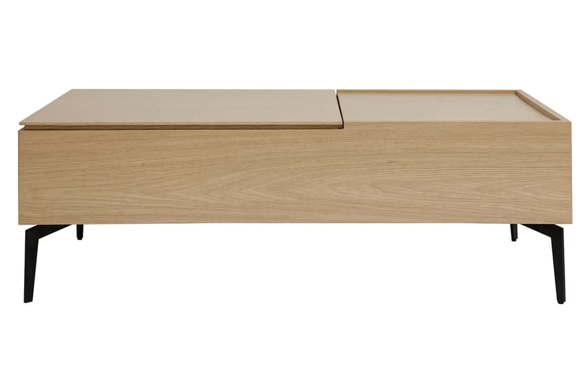 Miliboo Table Basse-Table basse relevable rectangulaire bois clair finition chêne et métal noir L103 cm SEDA
