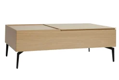 Miliboo Table Basse-Table basse relevable rectangulaire bois clair finition chêne et métal noir L103 cm SEDA