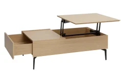 Miliboo Table Basse-Table basse relevable rectangulaire bois clair finition chêne et métal noir L103 cm SEDA