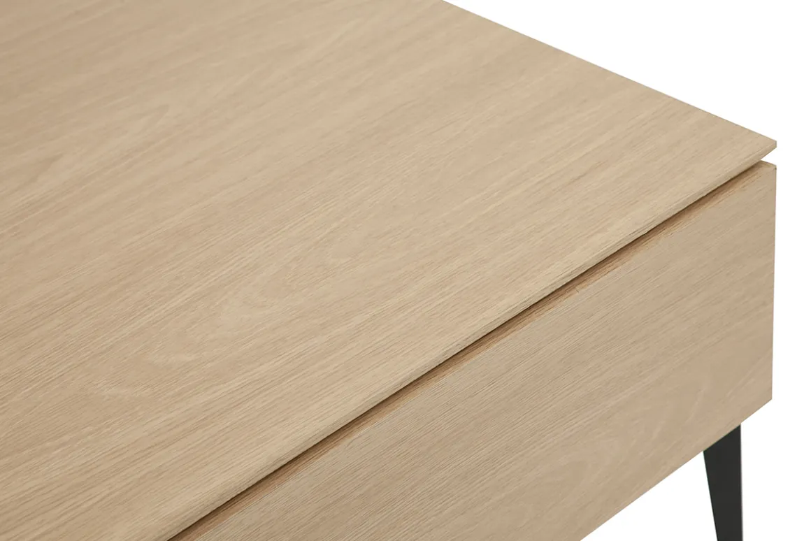 Miliboo Table Basse-Table basse relevable rectangulaire bois clair finition chêne et métal noir L103 cm SEDA