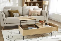 Miliboo Table Basse-Table basse relevable rectangulaire bois clair finition chêne et métal noir L103 cm SEDA