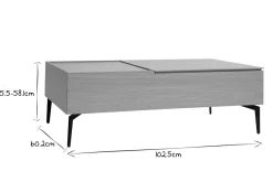 Miliboo Table Basse-Table basse relevable rectangulaire bois clair finition chêne et métal noir L103 cm SEDA